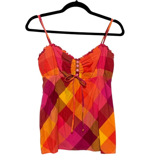 Aeropostale Tops - Y2K Aeropostale Babydoll Plaid Cami Top Women Size L Coquette Indie Sleaze